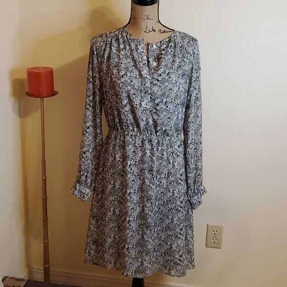 H&M green floral long sleeve dress size Medium - Picture 2 of 11